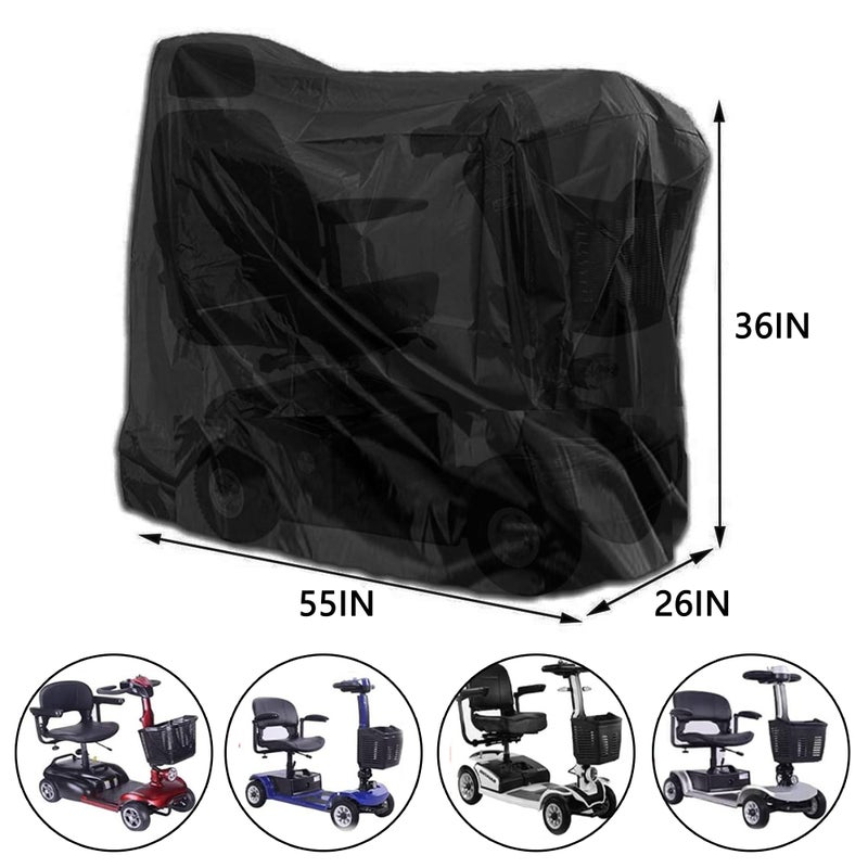 Sqodok Mobility Scooter Storage Cover, 420D Waterproof Wheelchair Cover for Storage, Mobility Scooter Accessories for All-Weather Outdoor Protection Dust Cover, 55" x 26" x 36" - Image 2